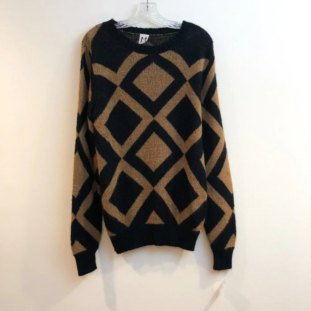 Molo Eleven Geometric Print Crew Neck Alpaca Blend Knit Scoop Neck Sweater L NWT - Picture 2 of 9